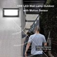 thumbnail image 2 of Lámpara de pared LED para exteriores de 18 W con sensor de movimiento, luz blanca fría de 6000 K, IP65, resistente al agua, moderna iluminación decorativa de aluminio para pasillos, caminos y jardines, 2 of 5