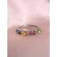 thumbnail image 2 of Multi Gemstone Ring Half Eternity Band Ring Wedding Engagement Ring Gift For Her 925 Sterling Silver Gemstone Jewelry For Women Gift, 2 of 5