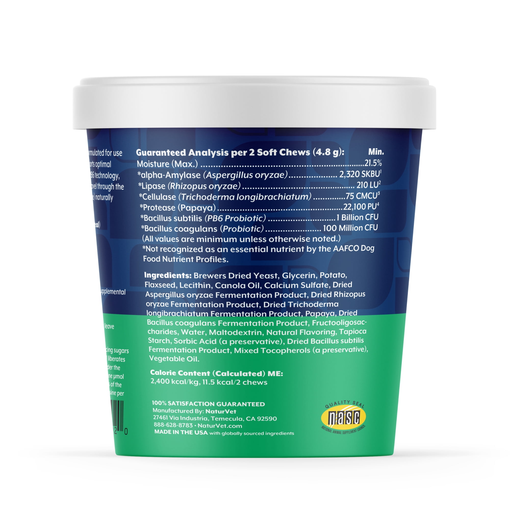 NaturVet Advanced Probiotics & Enzymes Supplements, Bacon & Chicken Flavor, 70 Soft Chews