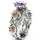 thumbnail image 2 of Conjunto de dos piezas de anillo con gemas de cristal de dos colores y diamantes de Europa y Estados Unidos, 2 of 5