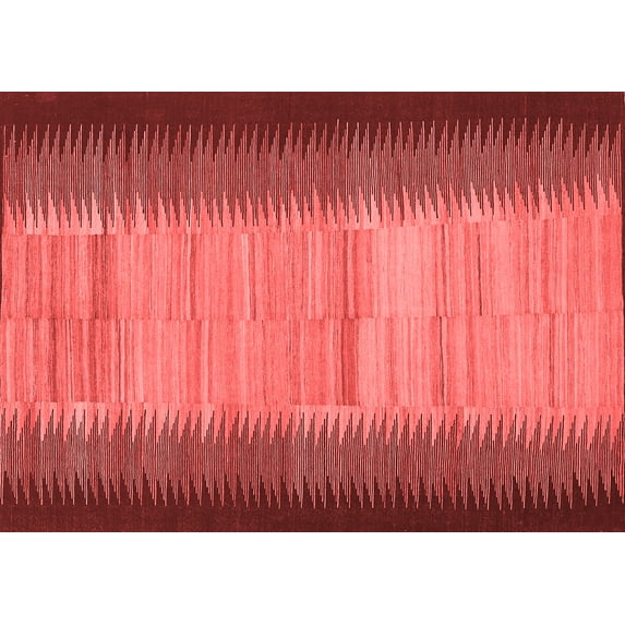 Ahgly Company Indoor Rectangle Abstract Red Contemporary Area Rugs, 7' x 9'