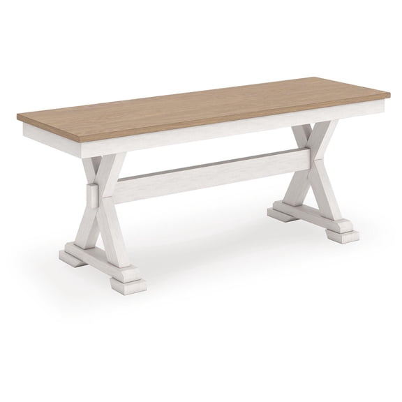 Signature Design by Ashley Westlinport Farmhouse Style Dining Bench, Antique White