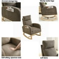 thumbnail image 3 of 27.6"W Accent Rocking Chair, Modern Single Lounge Arm Rocking Chair with High Backrest and Two Side Pocket, Upholstered Single Sofa Chair with Solid Wood Legs for Living Room Apartment, Coffee, 3 of 7