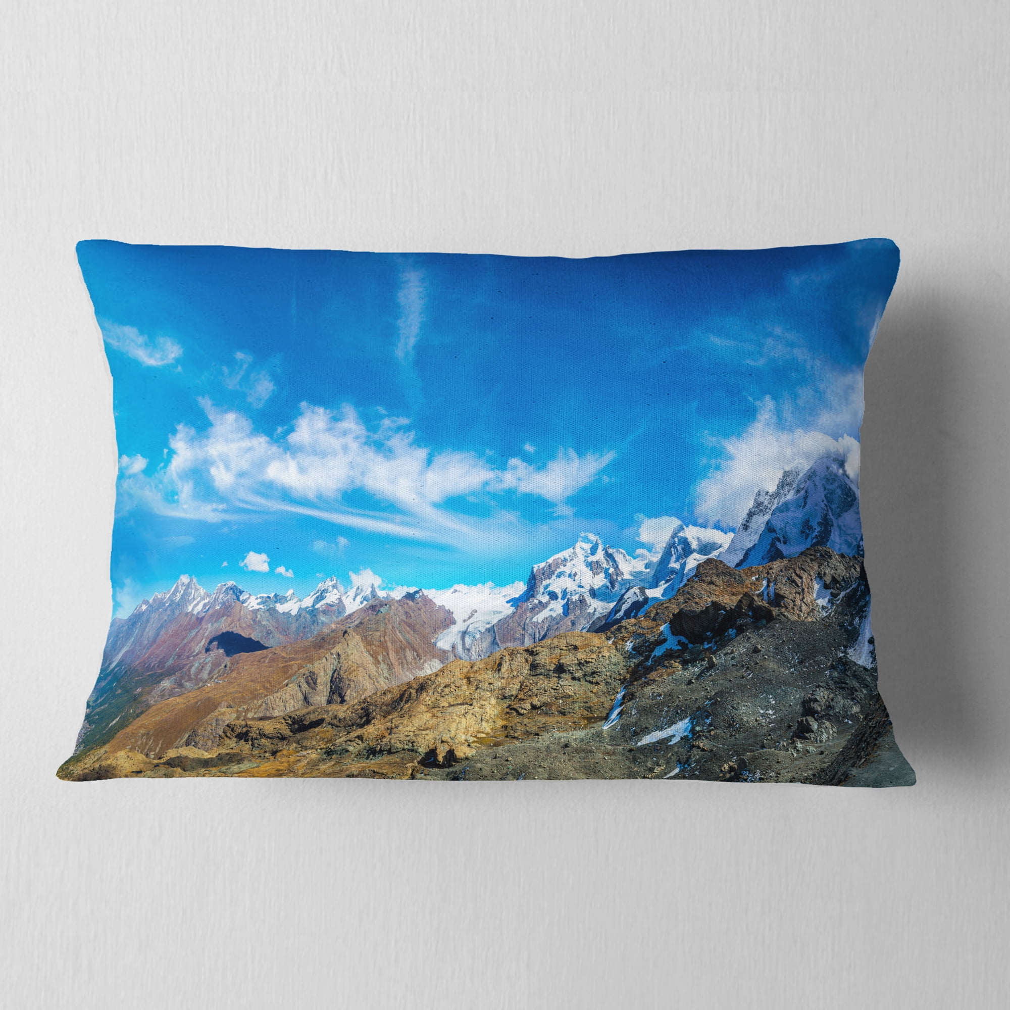 Designart Alps Mountains in Switzerland - Landscape Printed Throw Pillow - 12x20