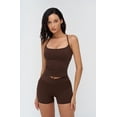 thumbnail image 6 of PISONIC Women 2 Piece Workout Sets Crossover High Waisted Biker Shorts with Pockets Built in Bra Racerback Tank Tops, 6 of 8