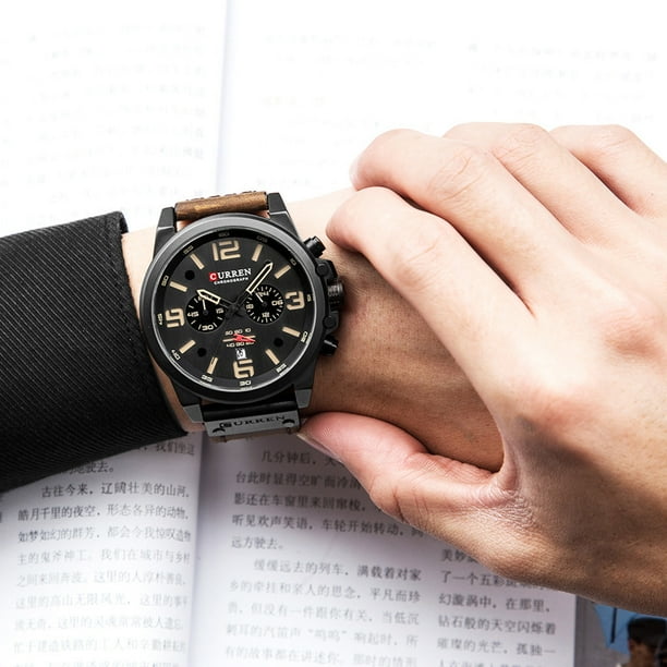 XZNGL Mens Watches Curren Mens Watches Sport Waterproof Calendar