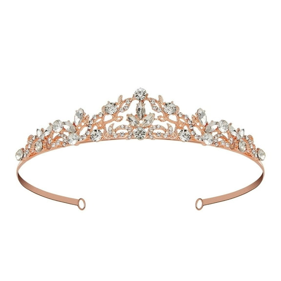 Rose Gold Tiaras for Women Rhinestone Wedding Crown for Bride Small Princess Tiara Headband Birthday Bridal Hair Accessories Flower Girl