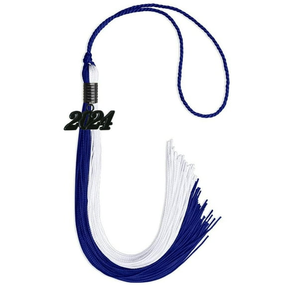 Endea Graduation Royal Blue/White Graduation Tassel with Black Date Drop
