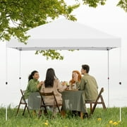 Ainfox 10' x 10' Pop up Canopy Tent Outside Canopy, One Push Tent Canopy with Wheeled Carry Bag, Extra 8 Stakes and 4 Ropes,White