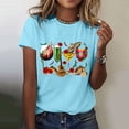 thumbnail image 2 of DondPO Women's T-Shirts De Women's Wine Glass Mexican Printed Shirt Short Sleeve Round Neck T Shirt Fashion top Casual Summer Clothing Clothes Shirts for Women Womens tops Blue M, 2 of 4