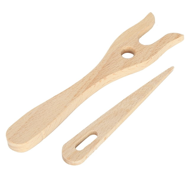 Tenedor de madera para tejer, aguja de ojo grande, pulsera, collar, herramienta de tejido de madera DIY