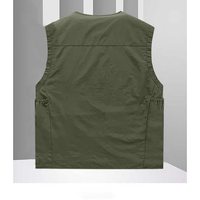 Mens Casual Outdoor Lightweight Vest Quick Dry Travel Hiking Fishing Hunting  Photo Sleeveless Vest with Multi-Pockets 