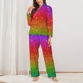 thumbnail image 2 of Daiia Rainbow Glitter for Women's Long-Sleeved Pajama Set – Soft & Comfortable Sleepwear Button-Up Pajamas Cozy Lounge Wear-X-Large, 2 of 7