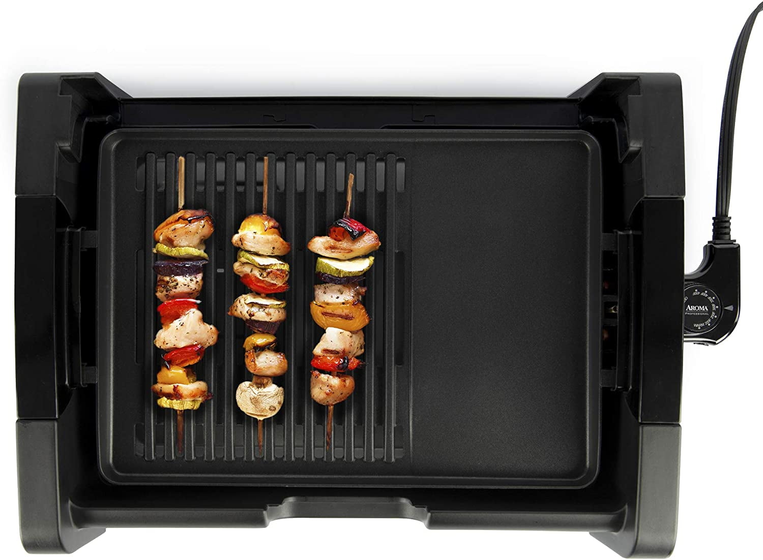 Aroma Housewares AHG-2620 Smokeless Indoor Use Electric, Compact and Portable Grill Grate, 17x13 inch, Black