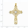 thumbnail image 2 of Beautiful 14K w/Rhodium Diamond-cut Beaded Trim Infinity Cross Pendant, 2 of 2