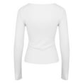 thumbnail image 5 of Women's Sexy Tight Long Sleeve Half High Neck T-Shirt Solid Color Stretchable Comfortable Casual Basic Top, 5 of 7