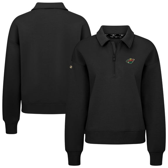 Women's Levelwear Black Minnesota Wild Canmore Quarter-Zip Pullover