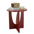 thumbnail image 3 of Kings Brand Furniture Theo Modern End Table – Round Wood Accent Table with Sculptural U-Shaped Base for Living Room, Bedroom, or Office (Red), 3 of 5