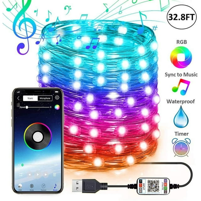 onlyliua Ofertas Del Día de Hoy Cadena de Luces Bluetooth para Teléfono Móvil, Aplicación de Cable de Cobre, Control Remoto