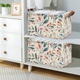 thumbnail image 2 of Yayeee Foldable Storage Basket for Shelves with Handles Set of 2 Waterproof Cloth Bins, Beige Whimsical Leaves, 2 of 7