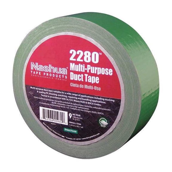 Nashua Duct Tape,Green,1 7/8 in x 60 yd,9 mil 2280