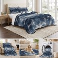 thumbnail image 6 of Quilts Full Size Bedding Set, Navy Blue Lightweight Quilted Comforter, Vintage Abstract Minimalist Tie-dye Art Soft Reversible Bedspread Coverlet with Pillow Covers for All Season, 78" x 90", 6 of 9
