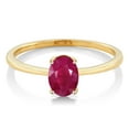 thumbnail image 3 of Gem Stone King 10K Yellow Gold Red Ruby Solitaire Engagement Ring for Women (1.02 Cttw, Oval 7X5MM, Gemstone July Birthstone, Size 5.5), 3 of 4