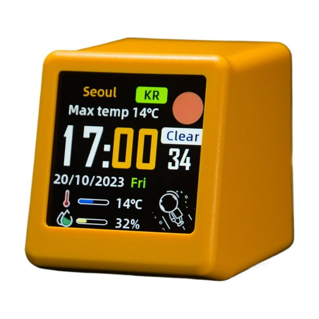 Injueey Temperatura de la estación de escritorio del reloj meteorológico inteligente conectado Wifi Electrodomésticos amarillo