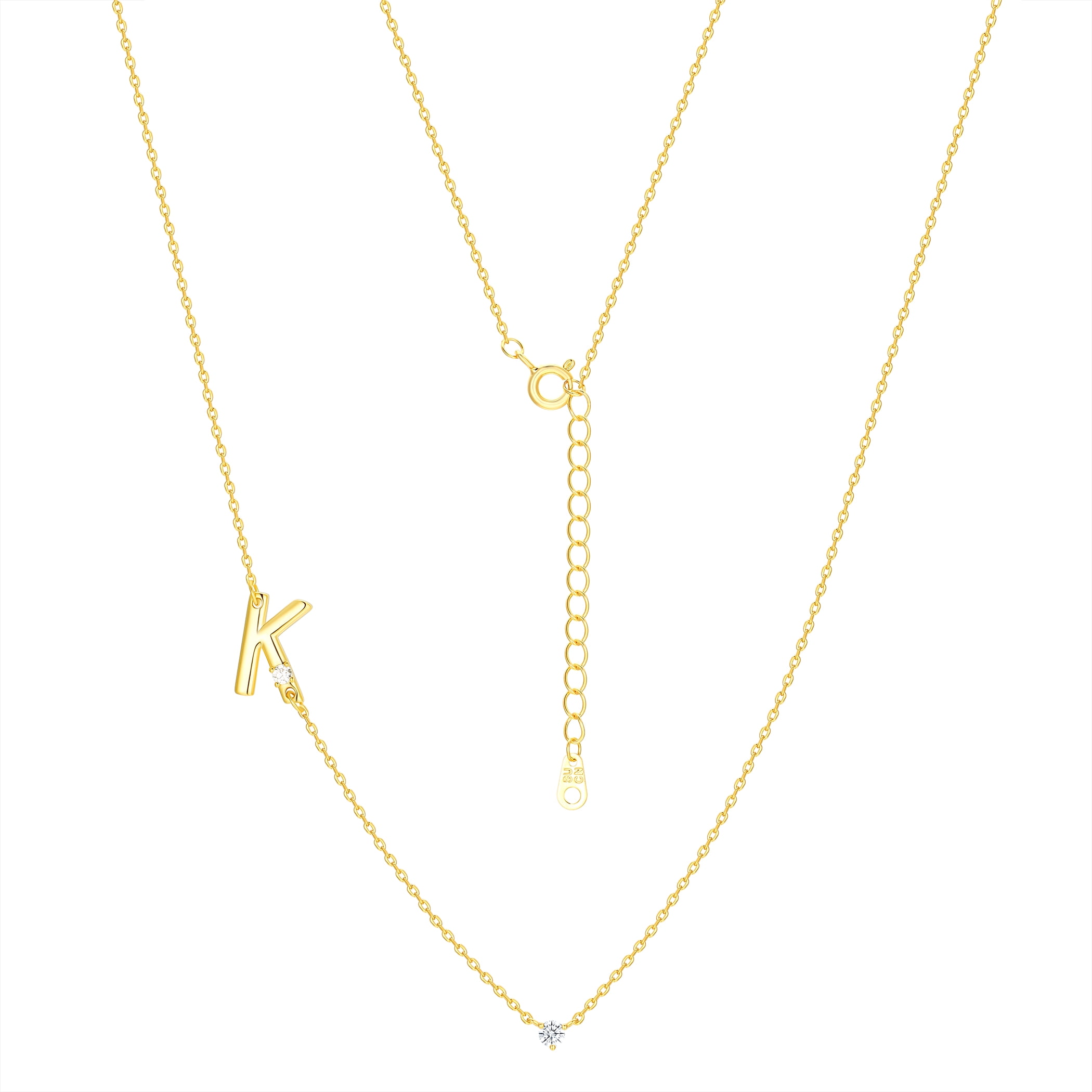 Believe by Brilliance K Triple Chain Initial Necklace Set in 14KT Gold Flash Plated Brass