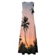thumbnail image 5 of Palm Trees with a Sunrise Long Dress summer dress purple dress Party dresses for women, 5 of 7