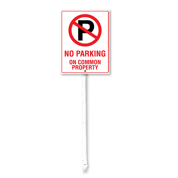 Eveokoki No Parking On Common Property Yard Sign with Stake 8x12inch Yard Decoration Rustproof Outdoor Aluminum Sign for Yard Garden Lawn Street Outdoor