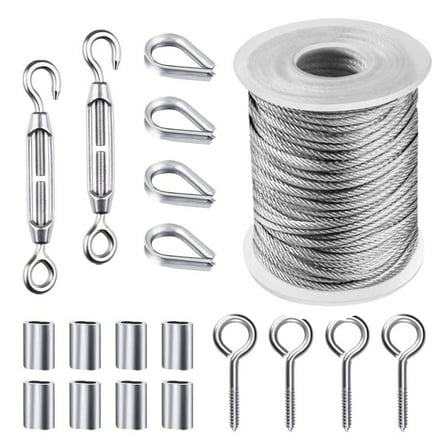 Yammee Garden Wire Rope Picture Wire Wire Fence Roll Kit 304 Stainless Steel M5 50 FT