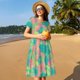 thumbnail image 4 of Disketp Colorful Palm Leaves para Vestido de Manga Corta para Mujeres, Vestidos de Verano para Mujeres, Casual y Holgado para la Playa, 4 of 6