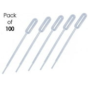 Transfer Plastic Pipettes - 5 mL Capacity - Graduated to 1 mL - Large Bulb - Non-Sterile - 100 pcs by Sponix BioRx