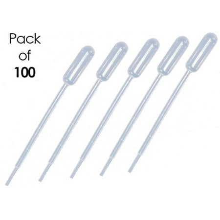 Transfer Plastic Pipettes - 5 mL Capacity - Graduated to 1 mL - Large Bulb - Non-Sterile - 100 pcs by Sponix BioRx