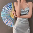 thumbnail image 3 of Visland Folding Fan Colorful Handheld Fan with Bamboo Bones for Festivals Rave Parties Performance Home Decoration, 3 of 7