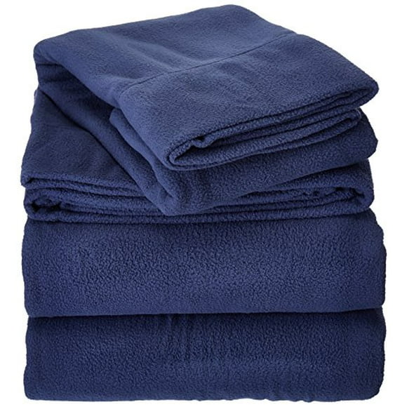 Peak Performance 3M Scotchgard Micro Fleece Navy Sheet Set, Causal Bed Sheets Twin, Bed Sheets Set 3-Piece Include Flat Sheet, Fitted Sheet & Pillowcase
