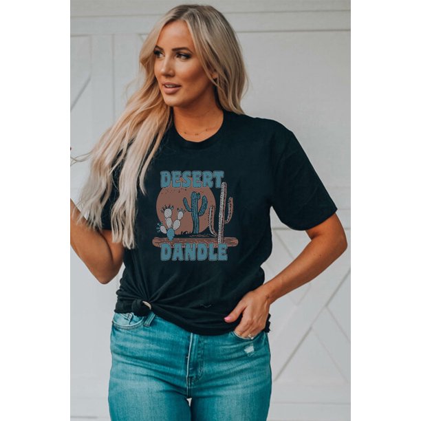 ABPHQTO Camiseta estampada Black Desert Darlin' Western para mujer