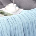 thumbnail image 3 of PiccoCasa 47"x70" Cotton Throw Blanket Cable Knit Decorative Blanket, Light Blue, 3 of 8