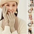thumbnail image 2 of comerut 1 Pair Women Riding Gloves Super Soft Windproof Wear Resistant Solid Color Washable Keep Warm Velvet Fabric Winter Women Full Finger Touch Screen Gloves for Lady, 2 of 8