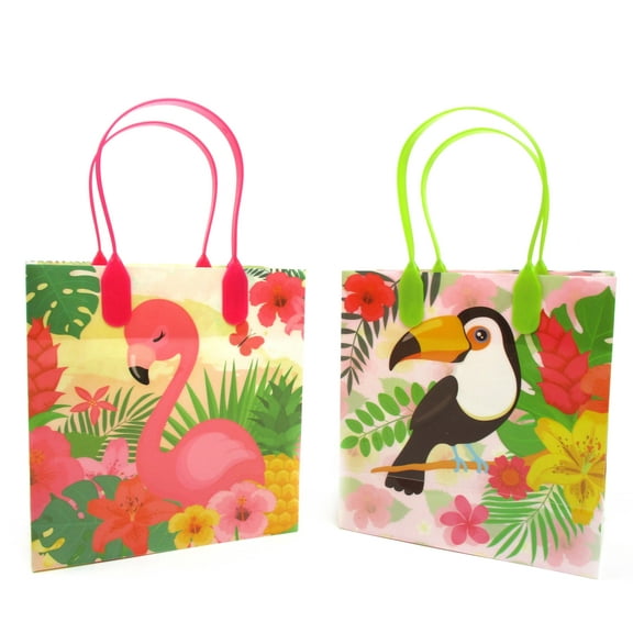 TINYMILLS Tropical Flamingo Luau Party Favor Treat Bags 12 Pack