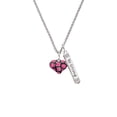 thumbnail image 2 of Delight Jewelry Silvertone Hot Pink Cheetah Print Heart Silvertone Be Strong and Courageous Bar Charm Necklace, 23", 2 of 4