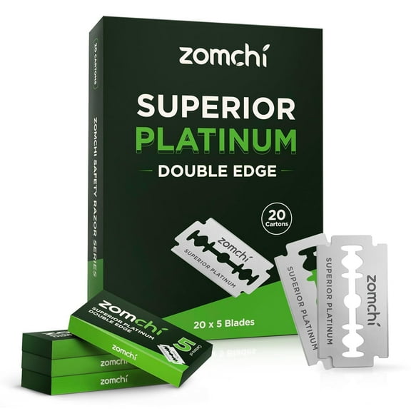 Double Edge Razor Blades, 100 Counts Safety Razor Blades for Shaving, Platinum Stainless Steel Shaving Blades for Men and Women, Fits All Standard Double Edge Razors