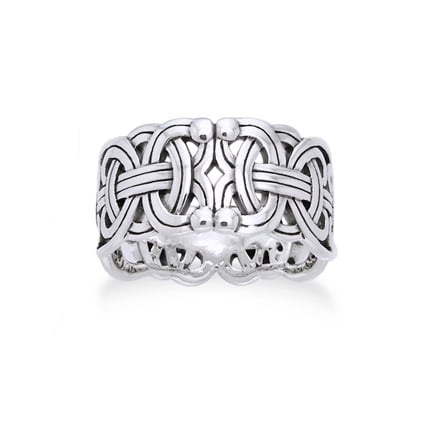 Viking Braided Wedding Band Borre Knot Norse Celtic 10mm Sterling Silver Ring