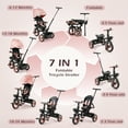 thumbnail image 4 of JoyStone 7 in 1 Foldable Tricycle Stroller for Toddler, Baby Tricycle with Adjustable Canopy, Parent Handle, Removable Pedals, Seat Belt and Storage Basket, Kids Bike for Ages 1-6 Boys & Girls, Pink, 4 of 12