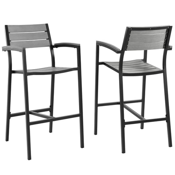 Ergode Maine Bar Stool Outdoor Patio Set of 2 - Brown Gray