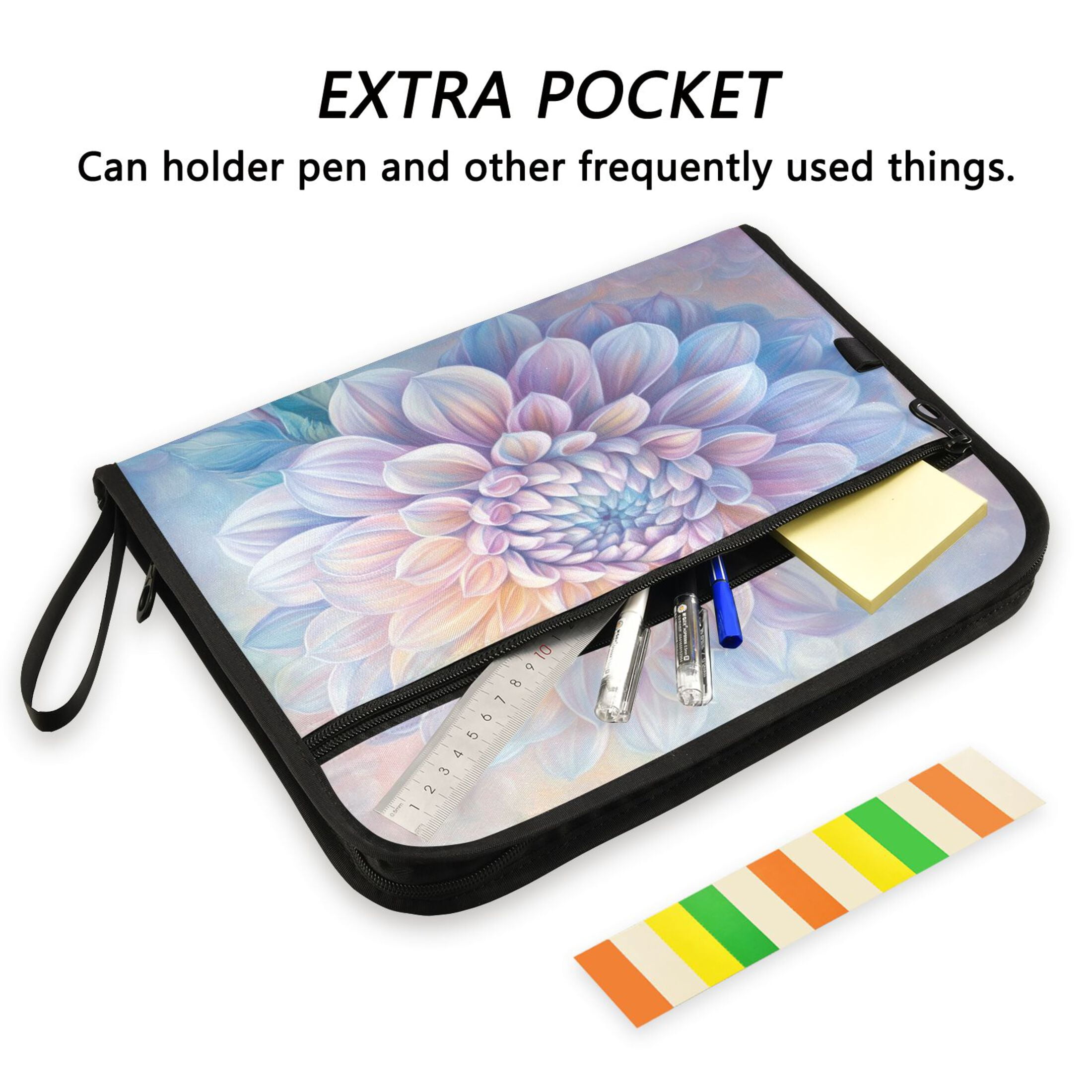 WOBOGO Pastel Colored Dahlia Expanding File Folder Letter Size Accordion Filing Organizer 13 Pocket Separate Organ Pocket
