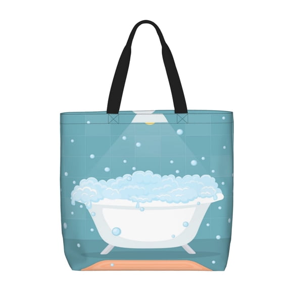 Fotbe Bathtub with Soap Bubbles Bolsa Tote con Estampado para Mujer, Bolsos con Cremallera, Bolsa de Hombro Casual de Gran Capacidad con Bolsillos Internos