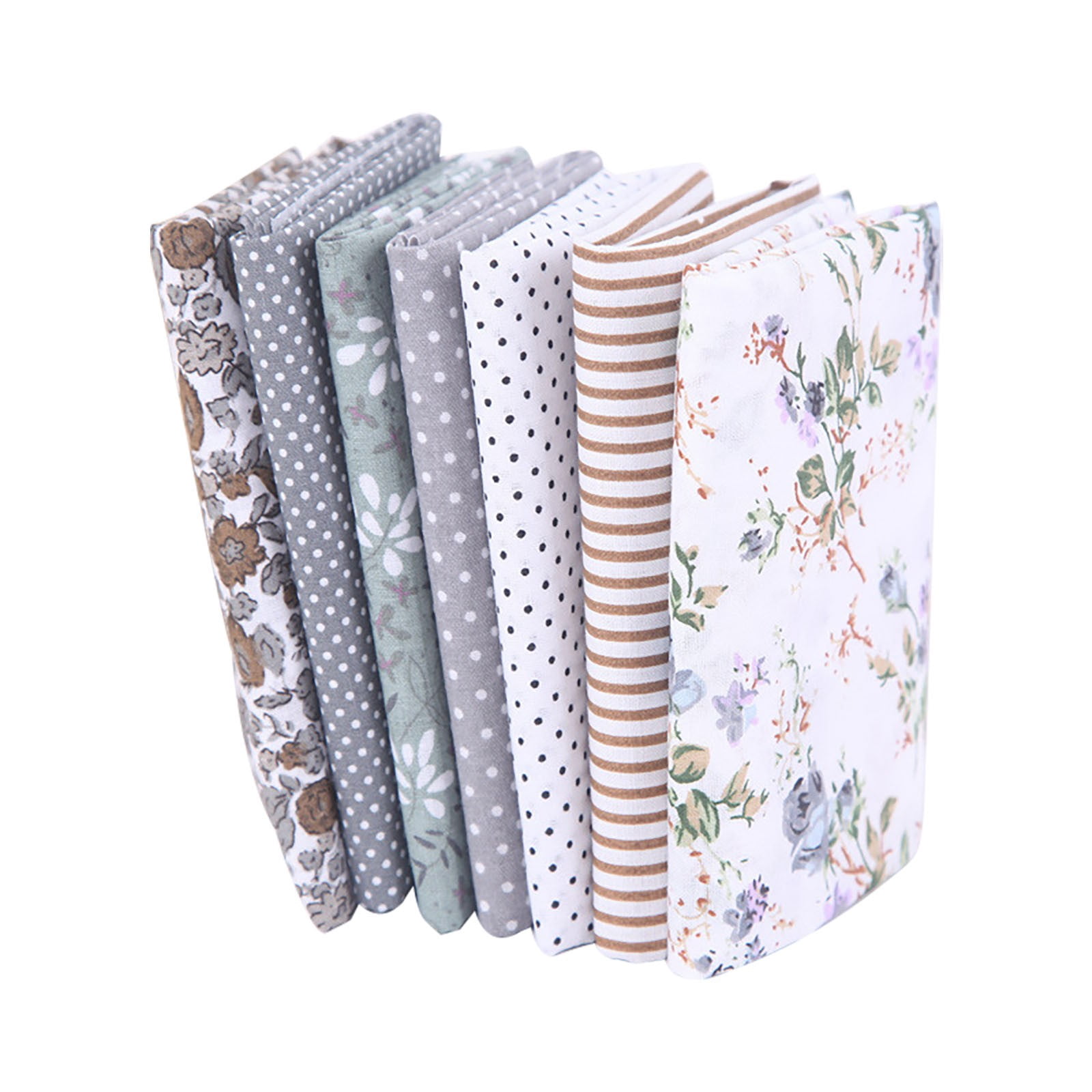 Gray Cotton Fabric Bundle – Dusknt 50cm x 50cm Pure Cotton Small Floral Print Squares for Quilting, Sewing & DIY Crafts, Soft & Durable Material for Spring Handmade Projects