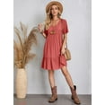 thumbnail image 6 of Women's V-Neck Short Sleeve Dress in 100% Polyester Fabric Desirable Full Size Everyday Style with Easy Care and Comfort, 6 of 18